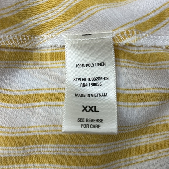 West Kei Allan Surplice Rolltab High Low Top XXL. Yellow and White. - Picture 4 of 10